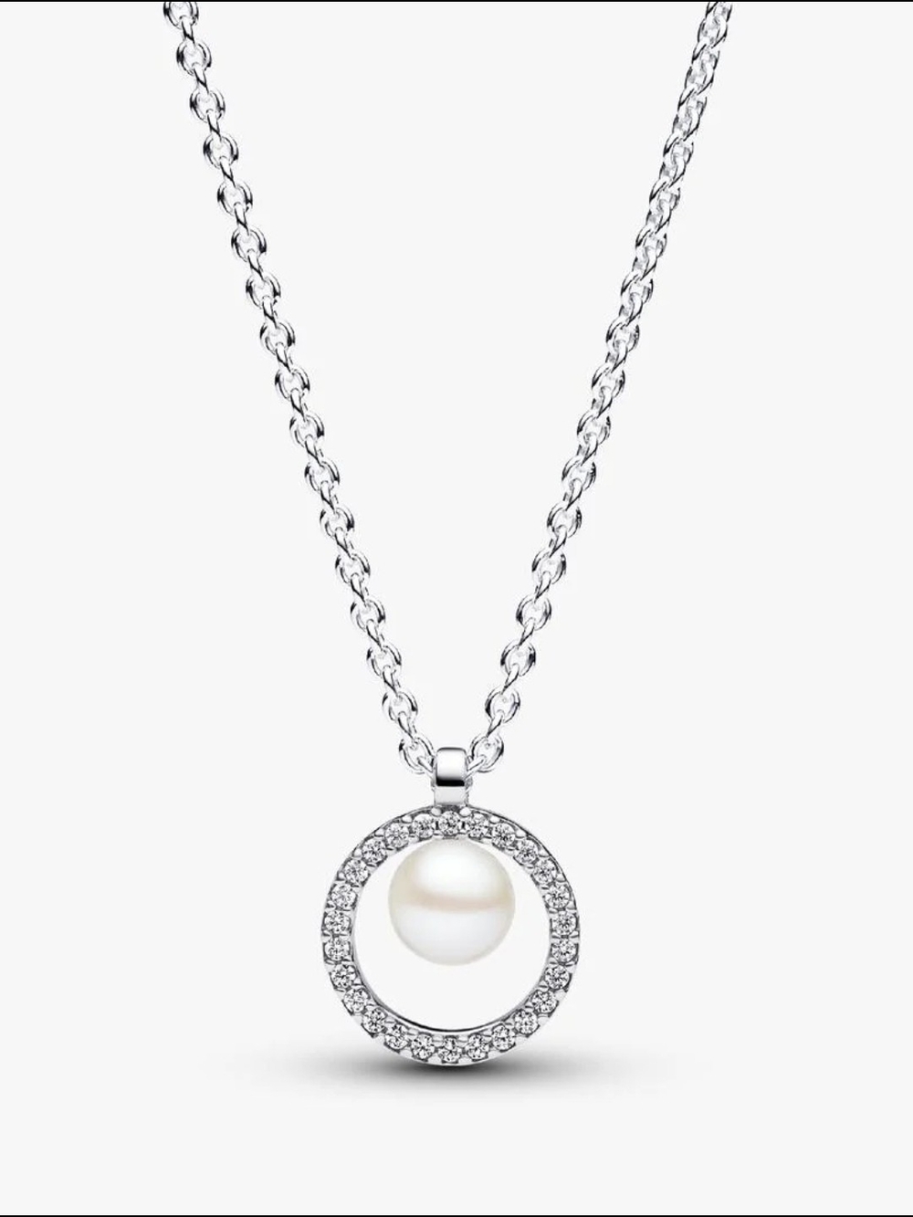 Pandora Treated Freshwater Cultured Pearl & Pavé Collier NecklaceSterling